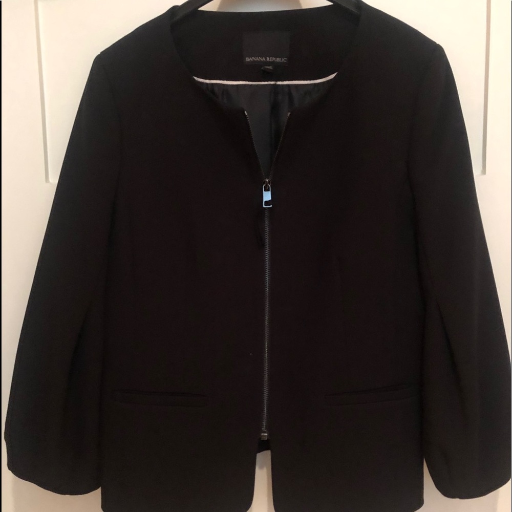 BLACK SIZE 12 BANANA REPUBLIC SUIT JACKET